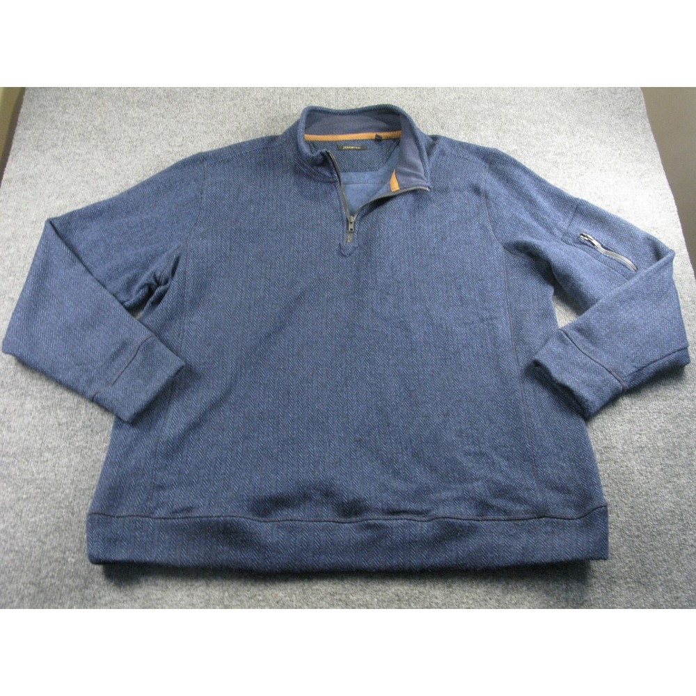 Jeremiah‎ Mens XXL Blue Herringbone Quarter Zip Fleece Sweater Jacket 2105